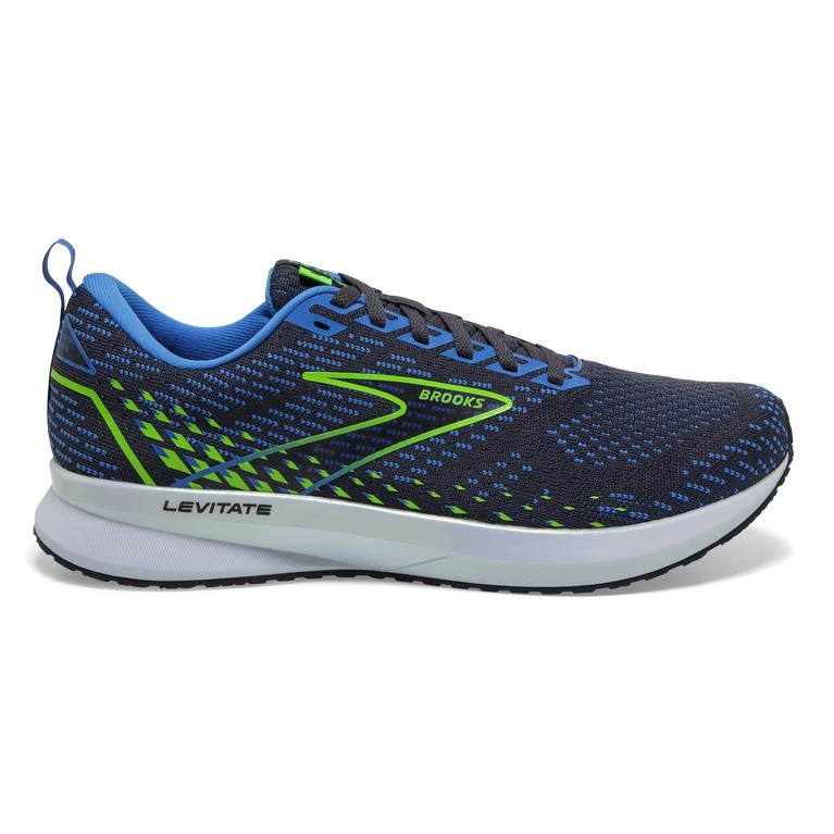 Brooks Levitate 5 Road Running Shoes - Men's - India Ink/Blue/Green Gecko (78231-AOTF)